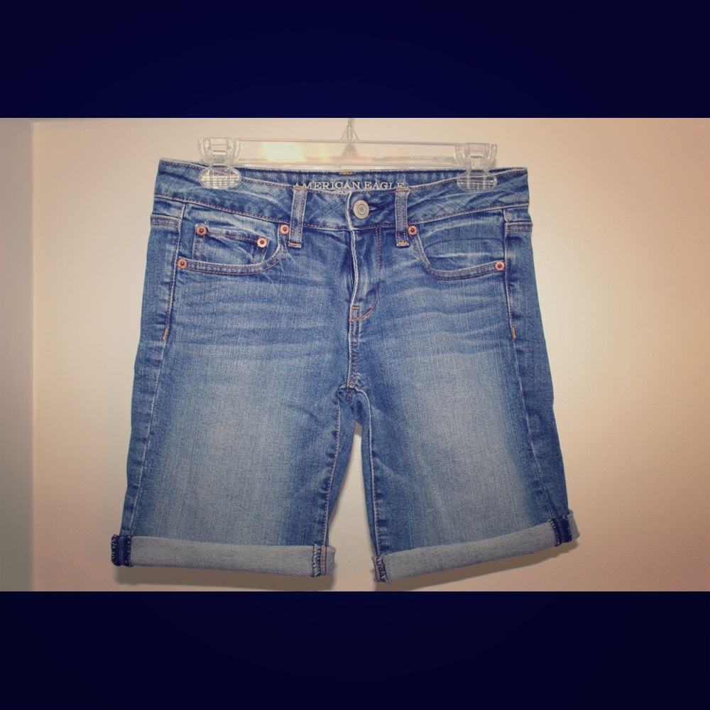 AE mid rise jean shorts